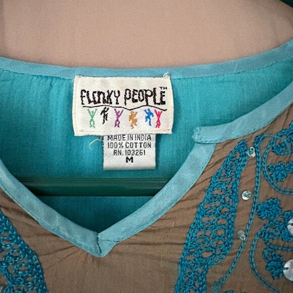 Funky People Womens Tunic Dress Size Medium Sequins Boho Festival Lightweight - Picture 5 of 9